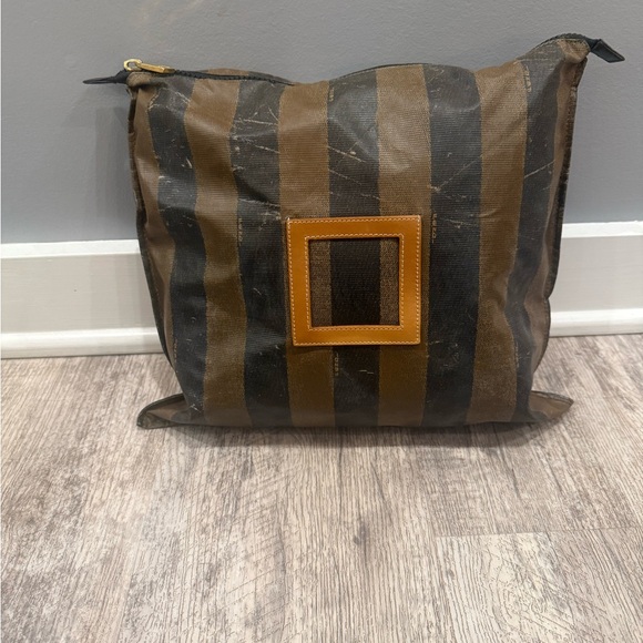 Fendi Striped Brown and Black Cosmetic Bag - Picture 1 of 12